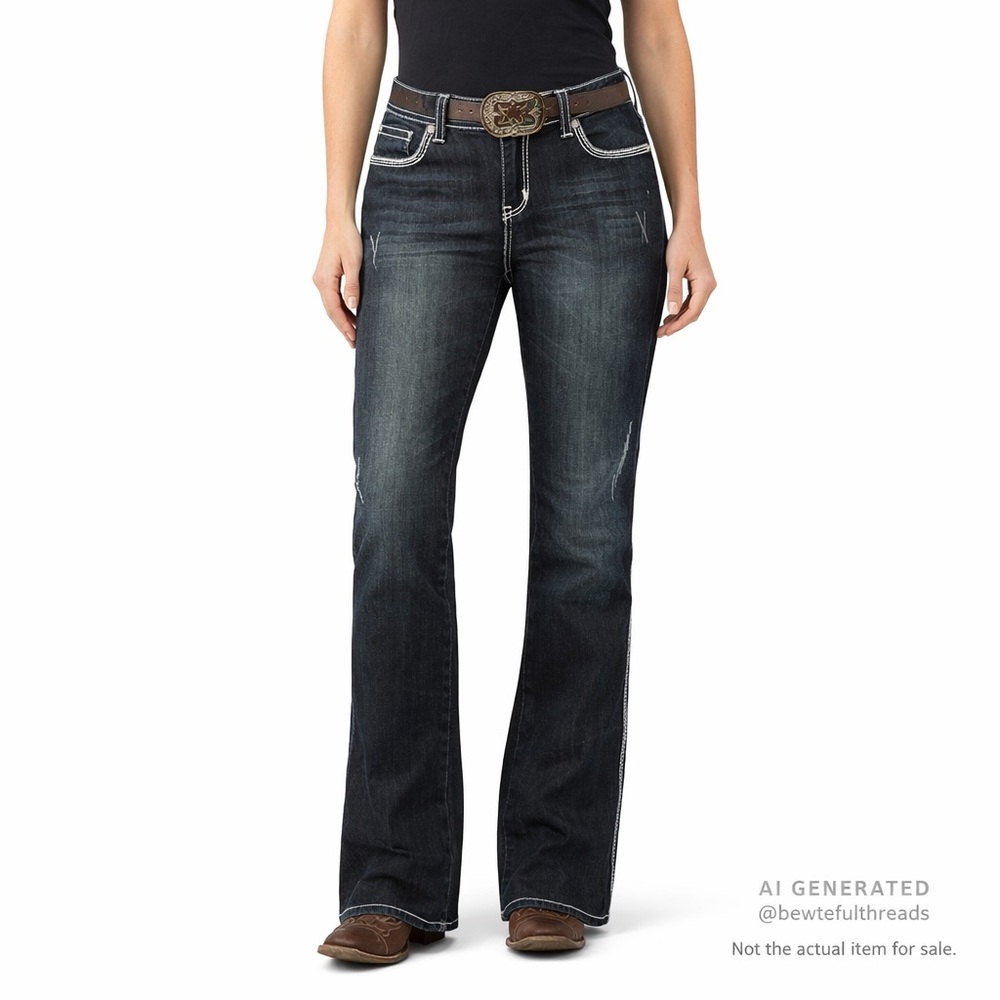 Cowgirl Core Dark Wash Bootcut Jeans Western Rodeo Fit 12–14